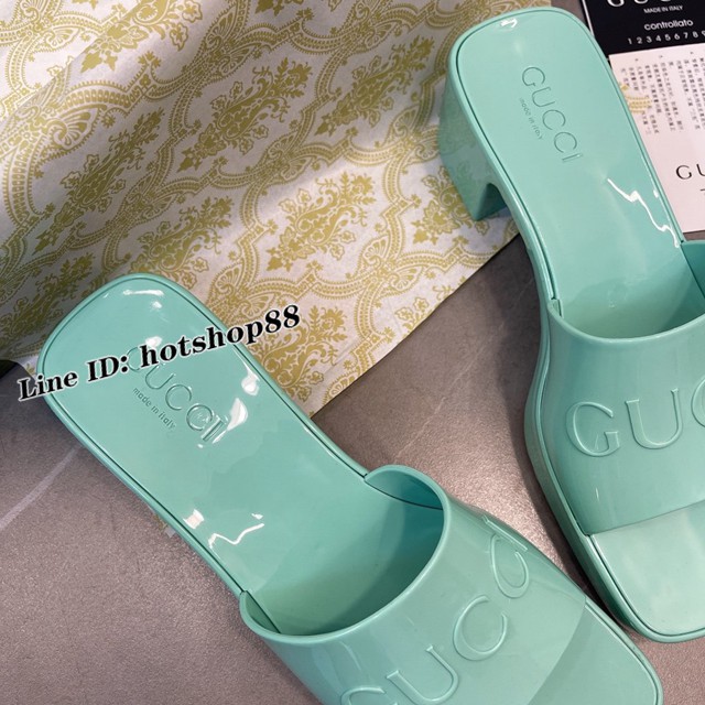 Gucci2021新款G家高跟果凍女鞋 古齊時尚女士拖鞋 dx1219